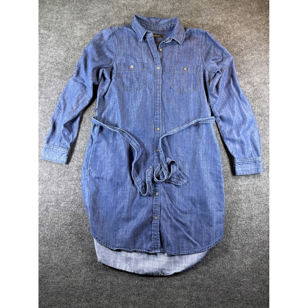 Banana Republic Womens Blue Denim Shirt Dress Belted Lyocell Cotton Size 4